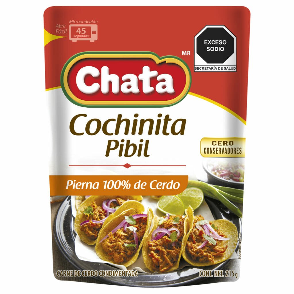 Cochinita pibil en pouch Chata, listo para comer, disfruta de su gran sabor a Yucatán