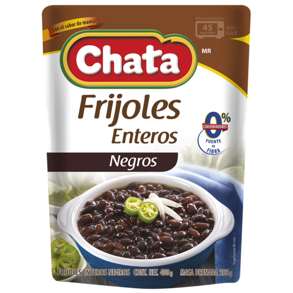 Frijoles enteros negros en pouch de 400g para compartir en familia, solo de Productos Chata México