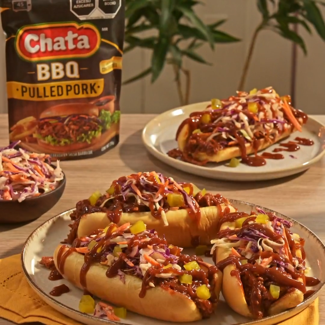 receta facil hot dog de pulled pork
